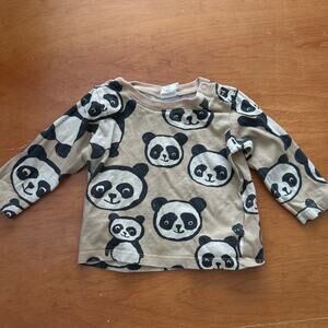 H&M 6 Months Baby Boy Panda Long Sleeve T Shirt Top Girl Gender Neutral